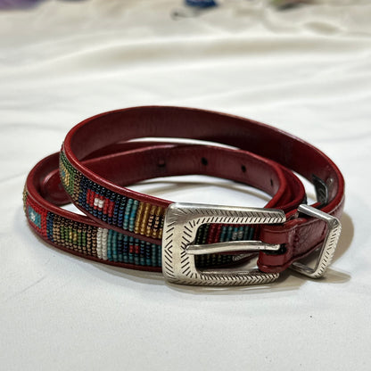 Brighton Southwestern Beaded Leather Belt