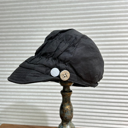 Button Ruched Baker Boy Cap