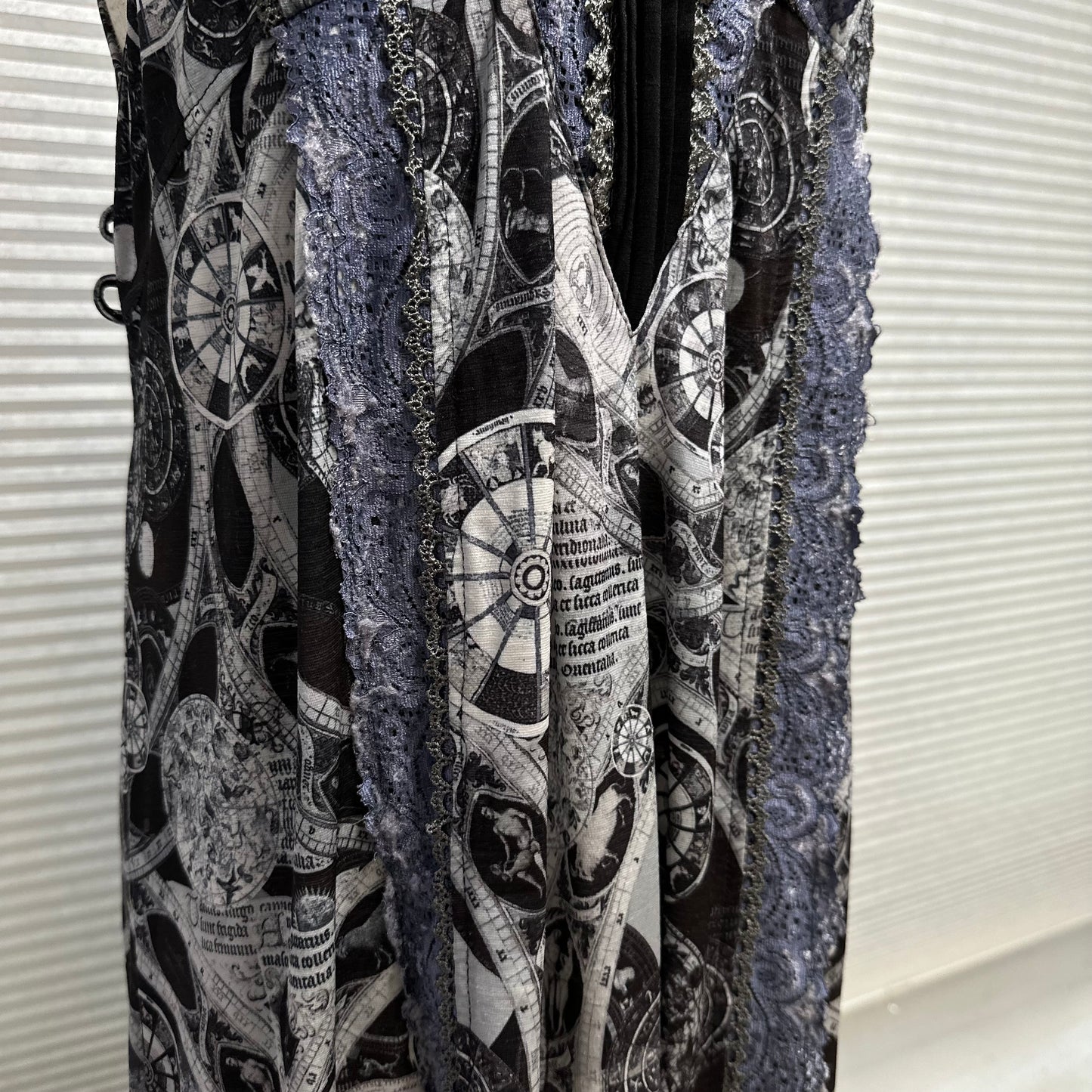 Ozz Angelo Antique Celestial Astrology Map Lace Trim Dress