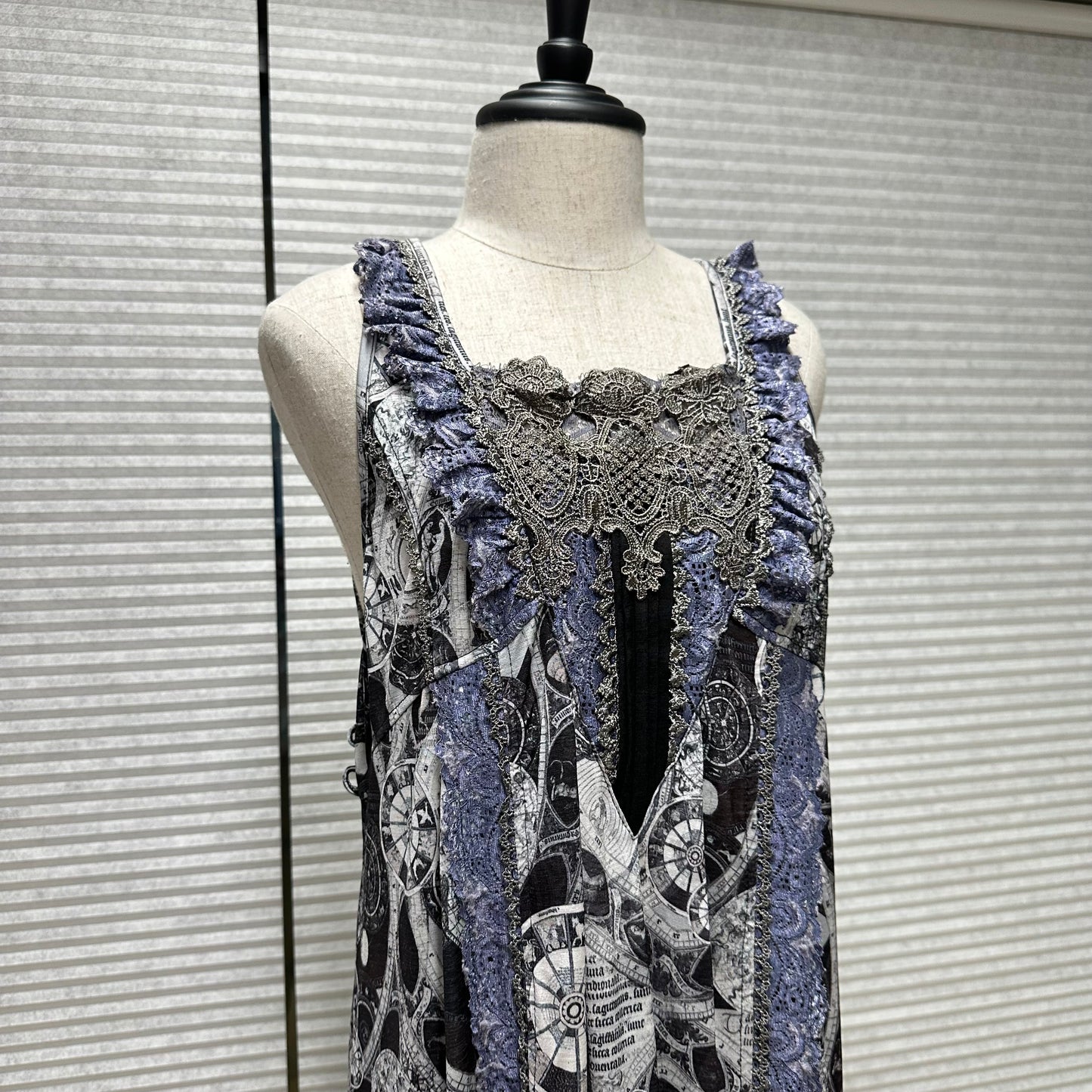 Ozz Angelo Antique Celestial Astrology Map Lace Trim Dress