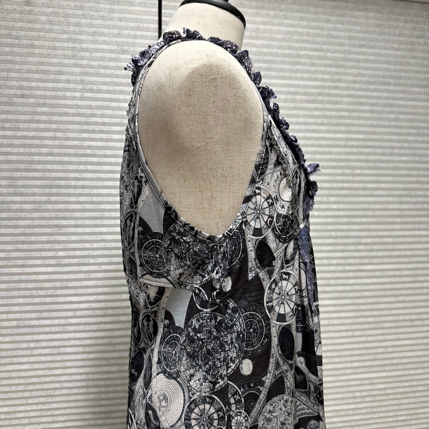 Ozz Angelo Antique Celestial Astrology Map Lace Trim Dress