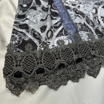 Ozz Angelo Antique Celestial Astrology Map Lace Trim Dress