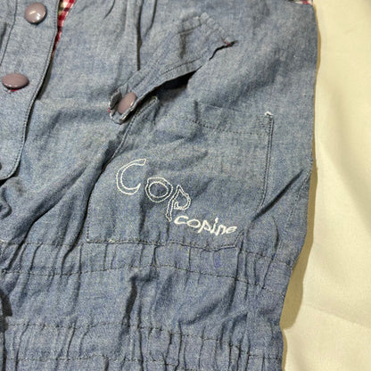 90s Cop.Copine Gingham Edging Utility Denim Vest Dress