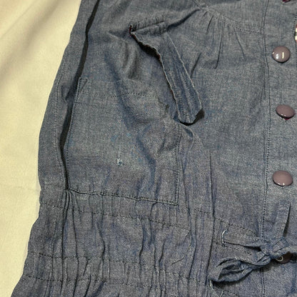 90s Cop.Copine Gingham Edging Utility Denim Vest Dress