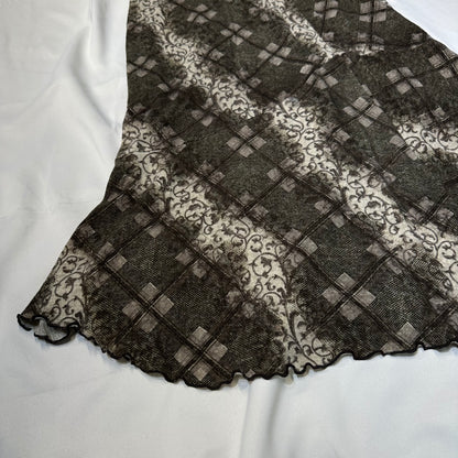 Academia Plaid Pattern A-line Ruffle Hem Maxi Skirt
