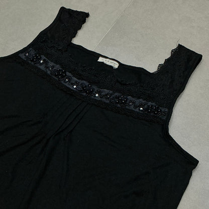 Beaded Lace Trim Tank Top