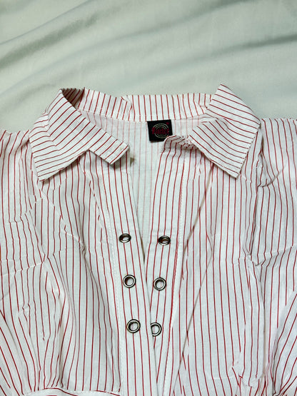 Striped Puff Sleeves Blouse