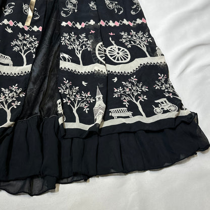 Lace Trim Whimsigothic Printed Dress