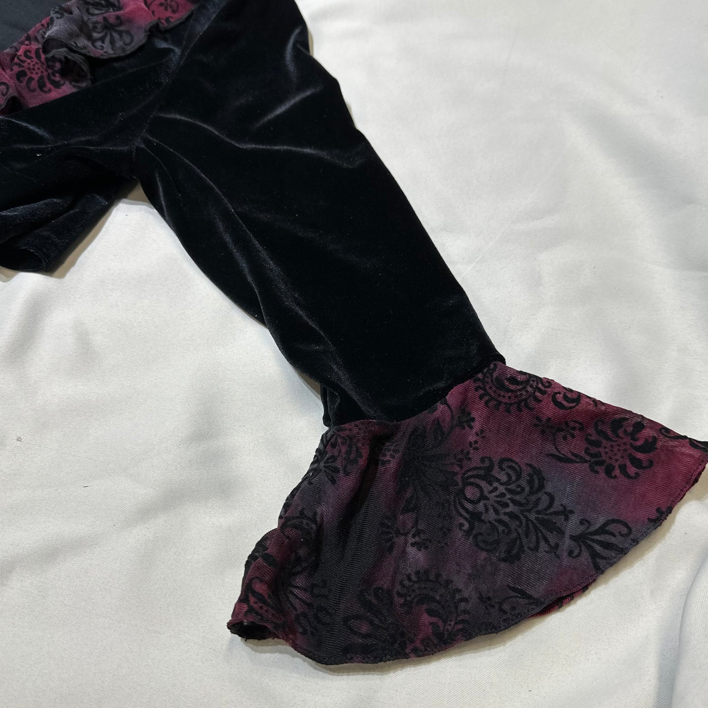 Velvet Cropped Cardigan with Ruffle Trim