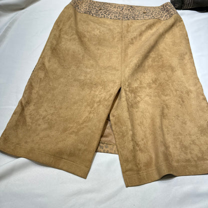 Floral Embroidery & Suede Midi Skirt