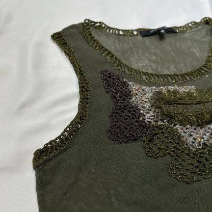 Contrast Stitching Mesh Vest