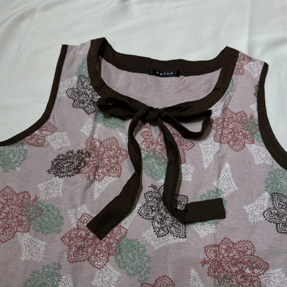 Floral Print Ribbon Vest