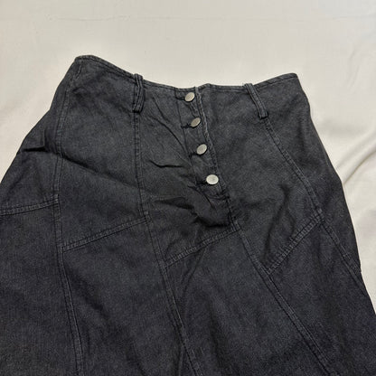 Japanese Pattern Patched Maxi Denim Skirt