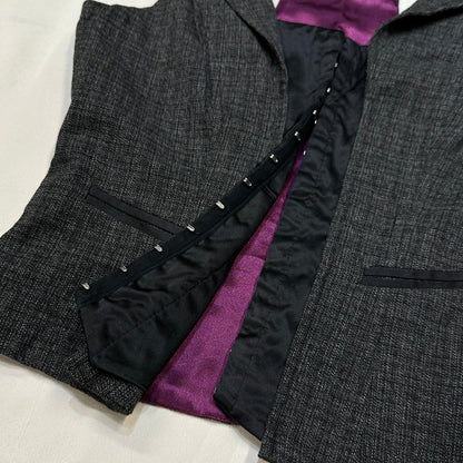 Charcoal Textured Lapel Waistcoat