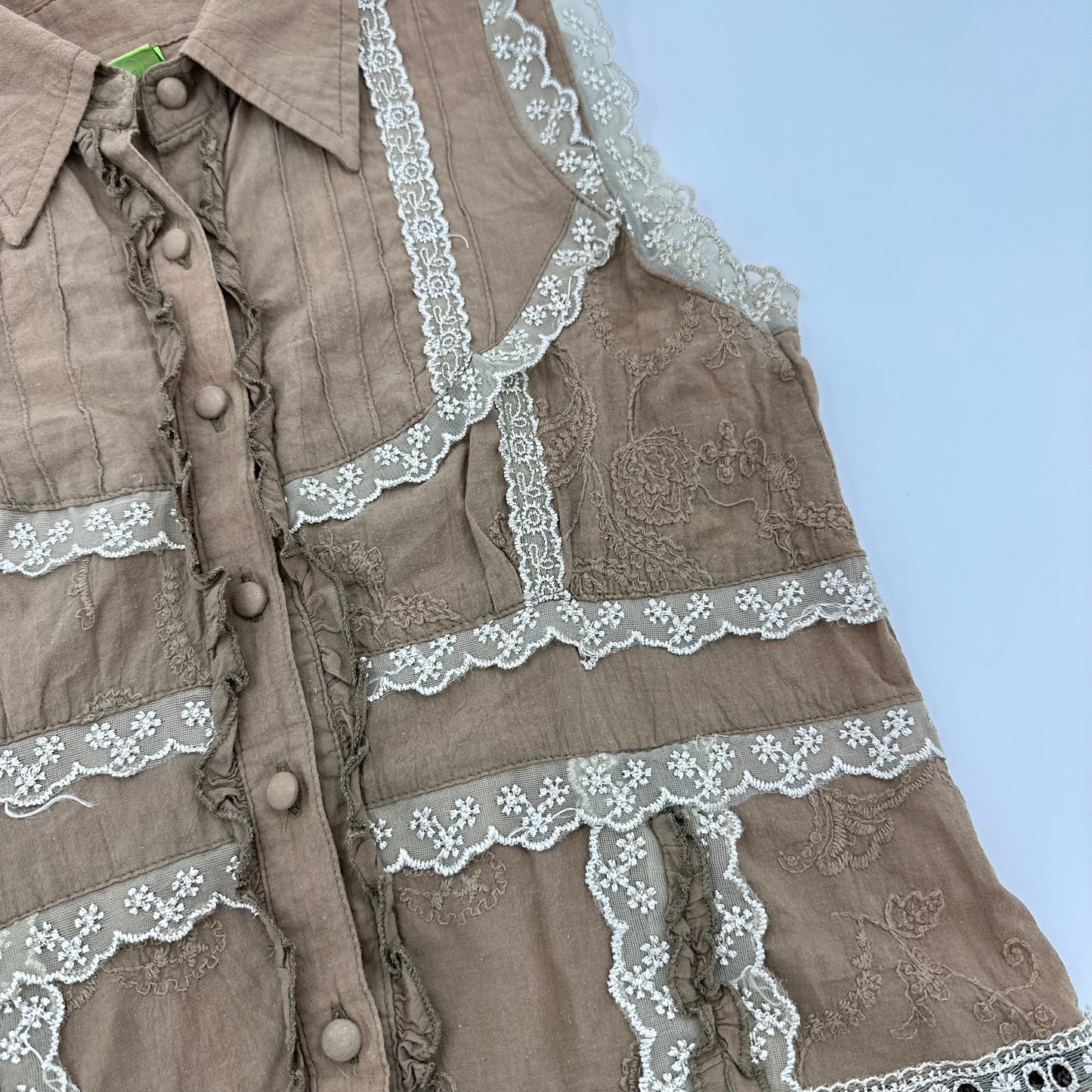 Multi Lace Ruffle Sleeves Bluse