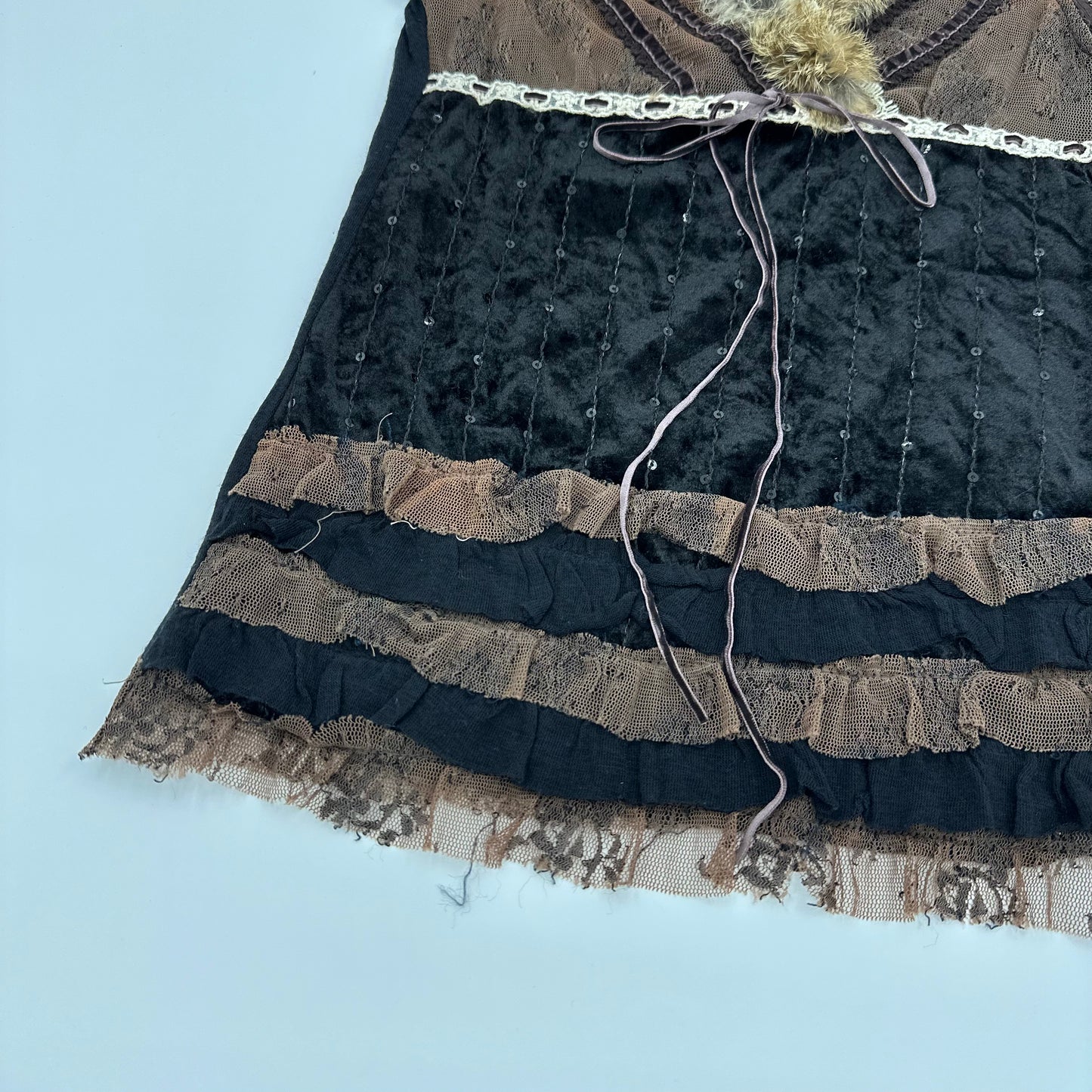 Fur Trim V-neck Tank