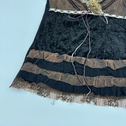 Fur Trim V-neck Tank