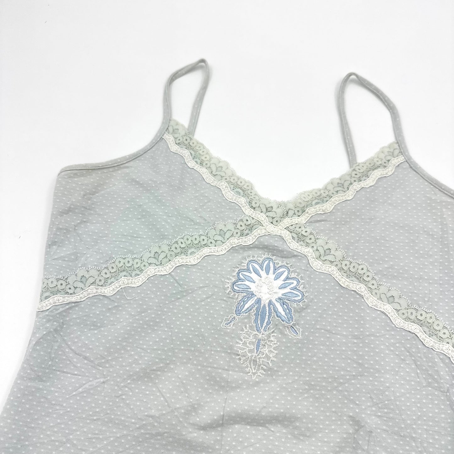 Light Blue Polka Dot Embroidered Cami