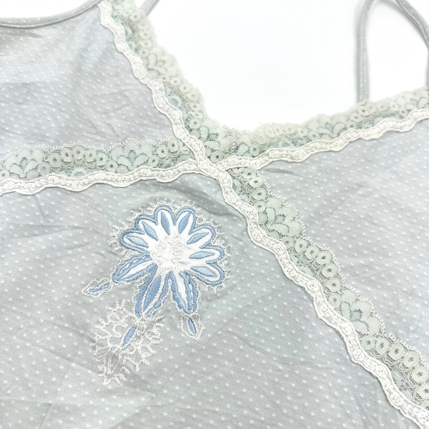 Light Blue Polka Dot Embroidered Cami