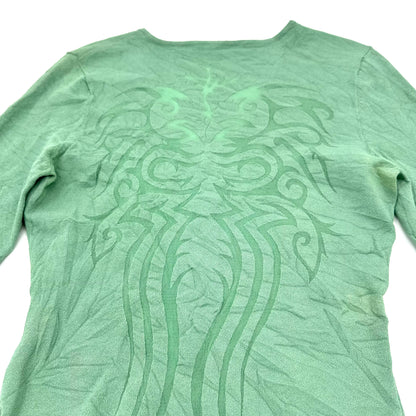 Sheer Tribal Print Long Sleeves Top