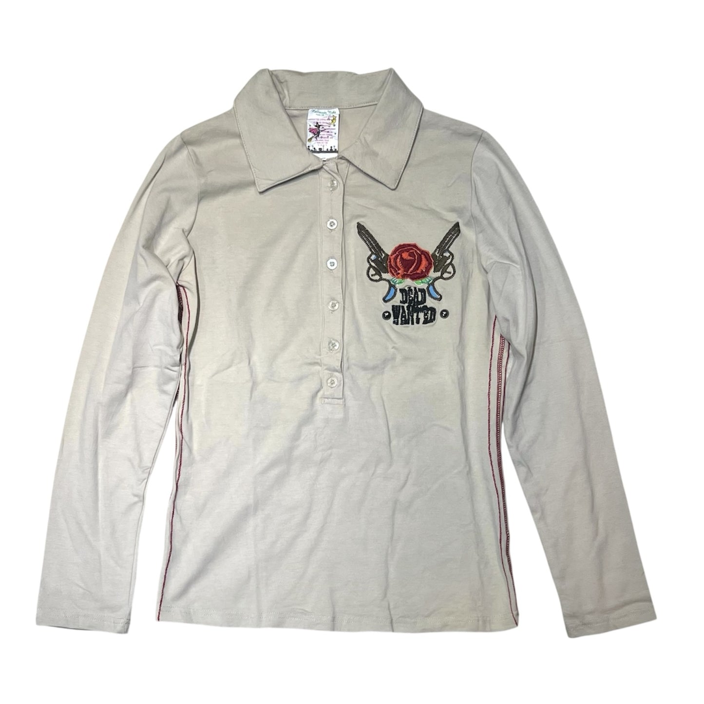 'Dead Wanted' Embroidered Long Sleeves Shirt