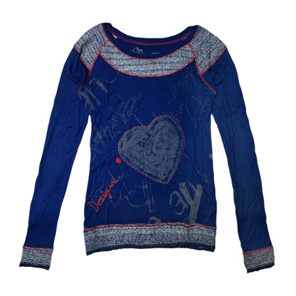 Desigual Knit Trim Graphic Long Sleeves Top
