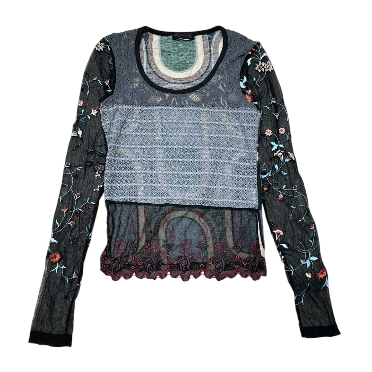 Custo Floral Embroidered Long Sleeves Top