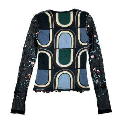 Custo Floral Embroidered Long Sleeves Top