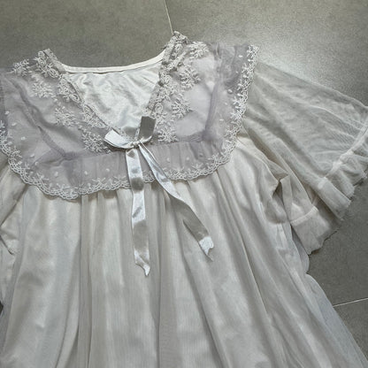 Lace Collar Mesh Top