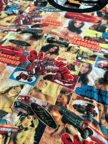 Hysteric Glamour 1990s Collage Car and Topless Woman Single Stitch Tee