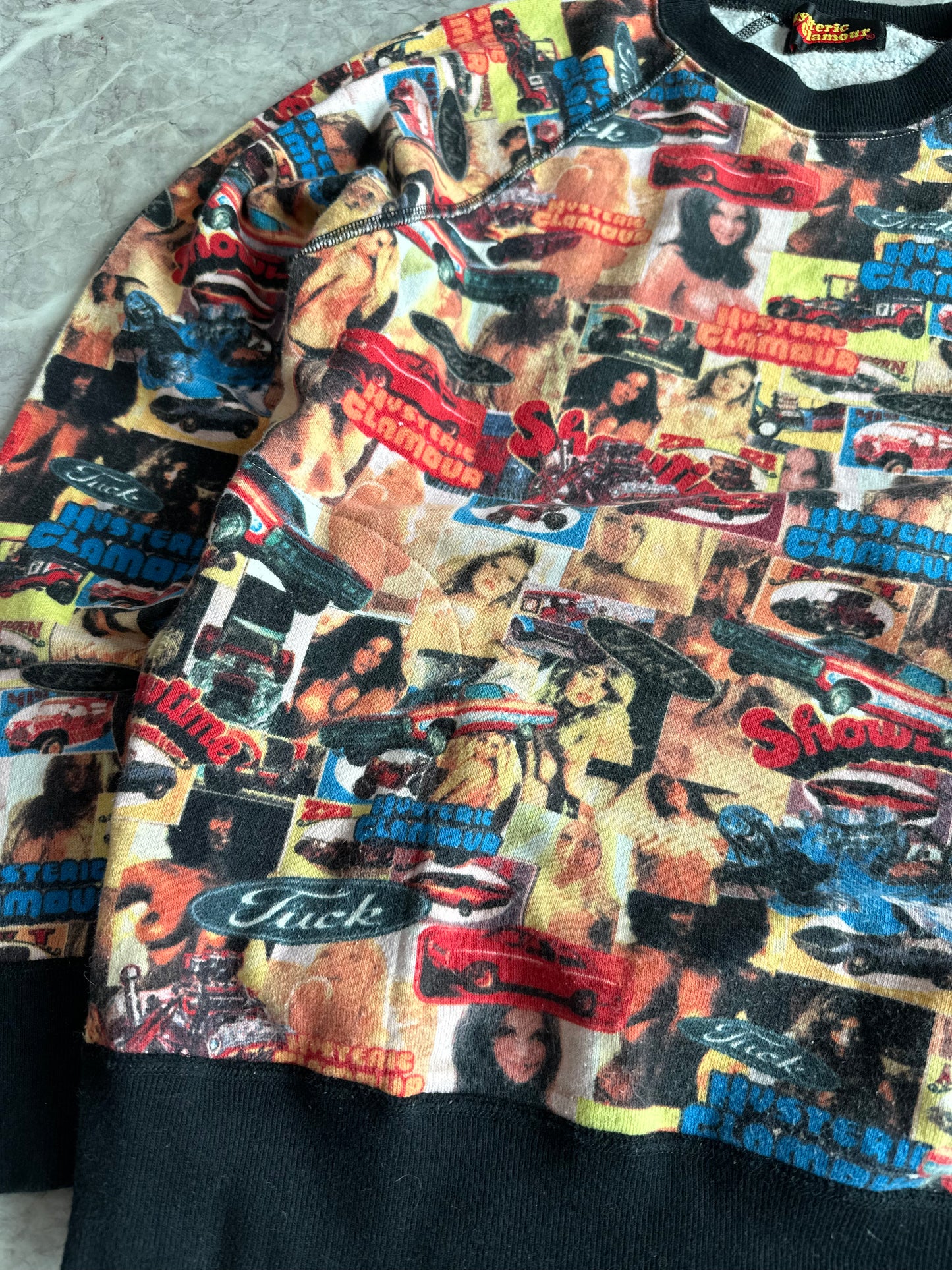 Hysteric Glamour 1990s Collage Car and Topless Woman Sweater
