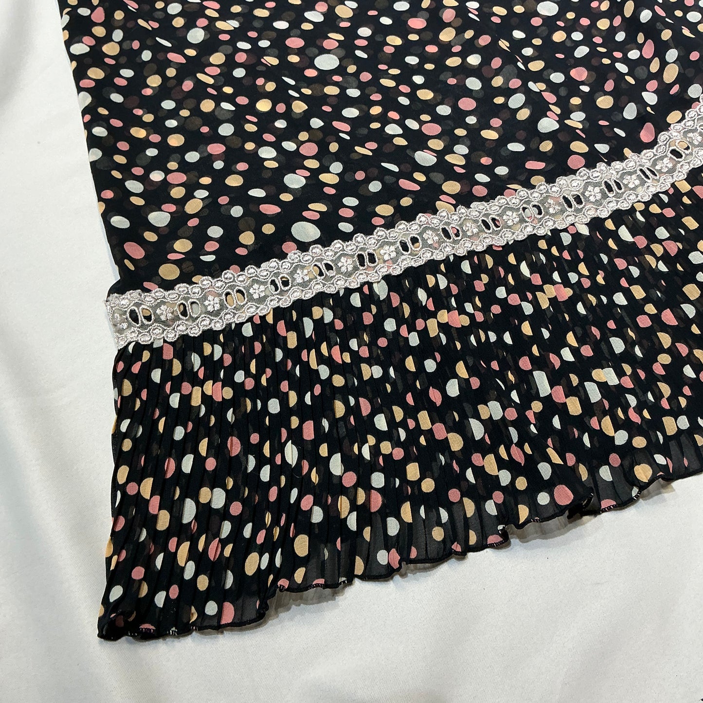 Lace Trim Mesh Polka Dot Cami Dress