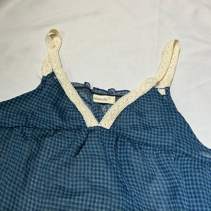 Knit Trim Mesh Plaid Camisole