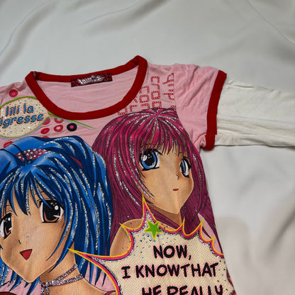Lili La Tigresse 1999 Anime Graphic Layered Long Sleeves Tee