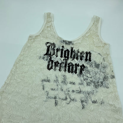 Dig Deep White Rose Lace Gothic Graphic Sleeveless Midi Dress