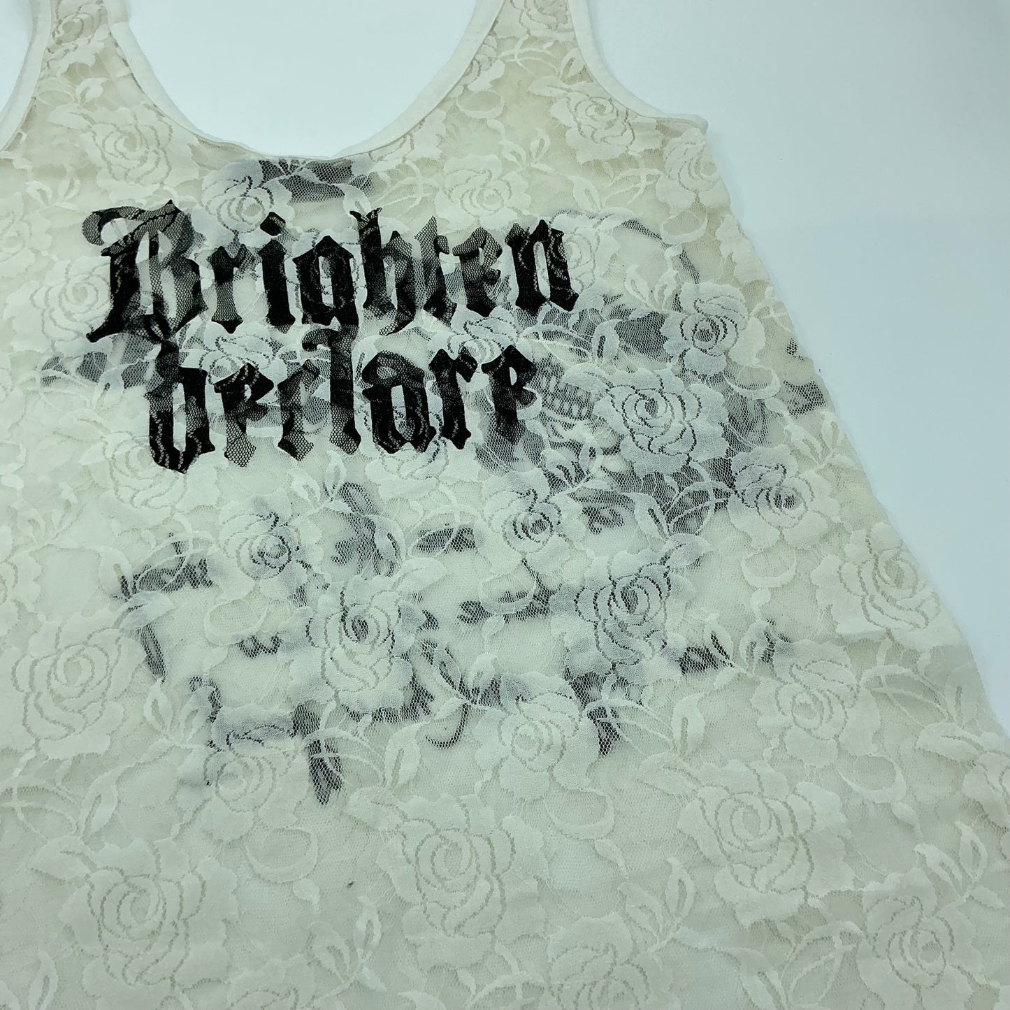 Dig Deep White Rose Lace Gothic Graphic Sleeveless Midi Dress