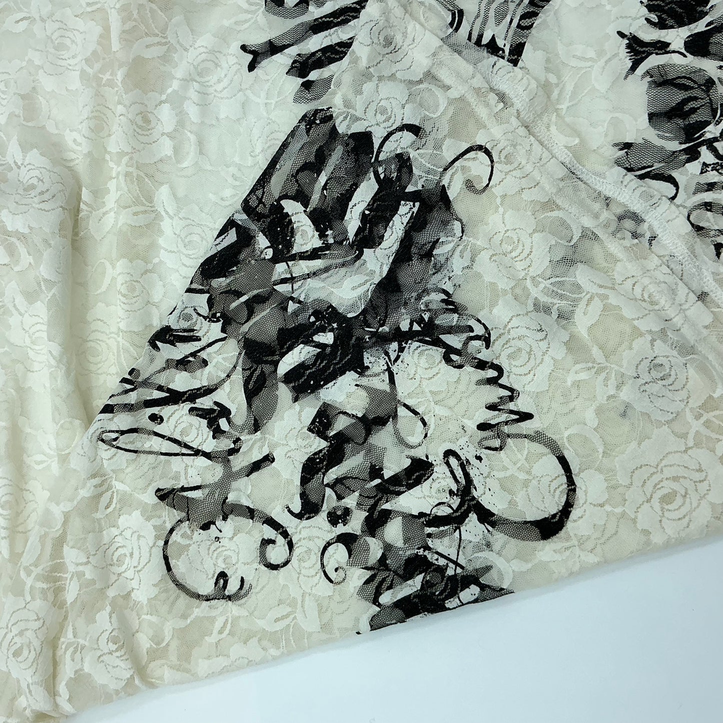 Dig Deep White Rose Lace Gothic Graphic Sleeveless Midi Dress