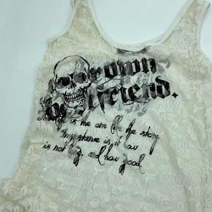 Dig Deep White Rose Lace Gothic Graphic Sleeveless Midi Dress