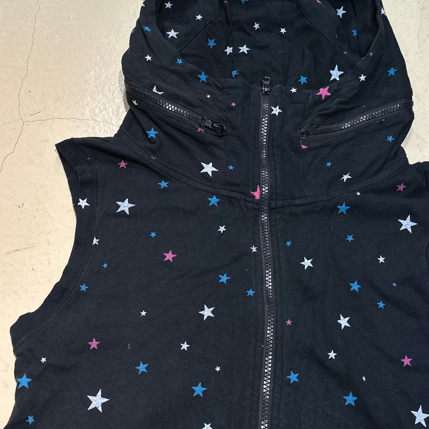 Star AOP Zip Up Hoodies Vest