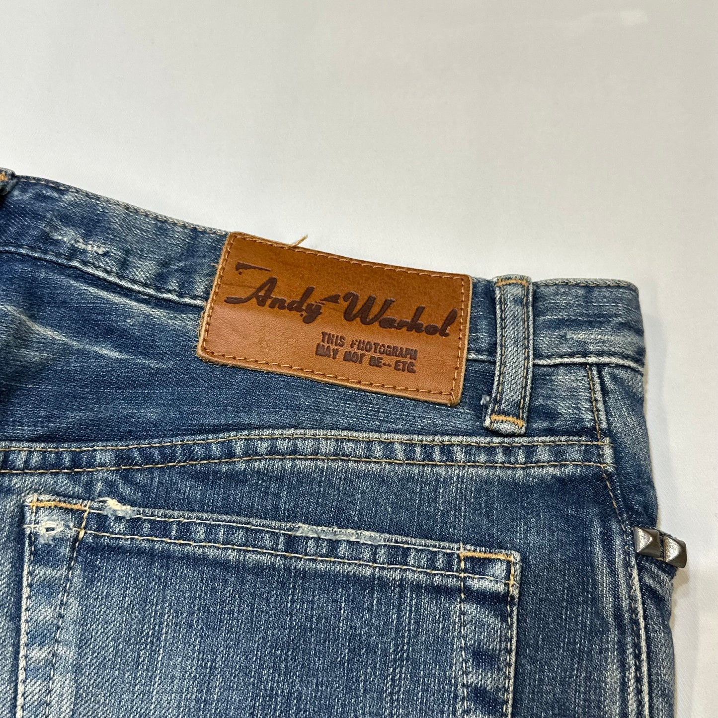 90s Hysteric Glamour x Andy Warhole Strawberry Studded Denim Mini Skirt