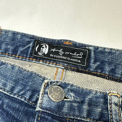 90s Hysteric Glamour x Andy Warhole Strawberry Studded Denim Mini Skirt