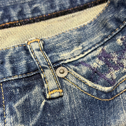 90s Hysteric Glamour x Andy Warhole Strawberry Studded Denim Mini Skirt