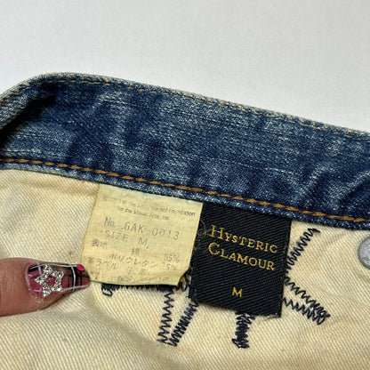90s Hysteric Glamour x Andy Warhole Strawberry Studded Denim Mini Skirt