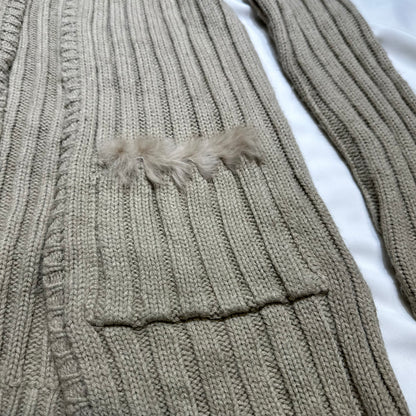 Fur Trim Knit Hooded Cardigan