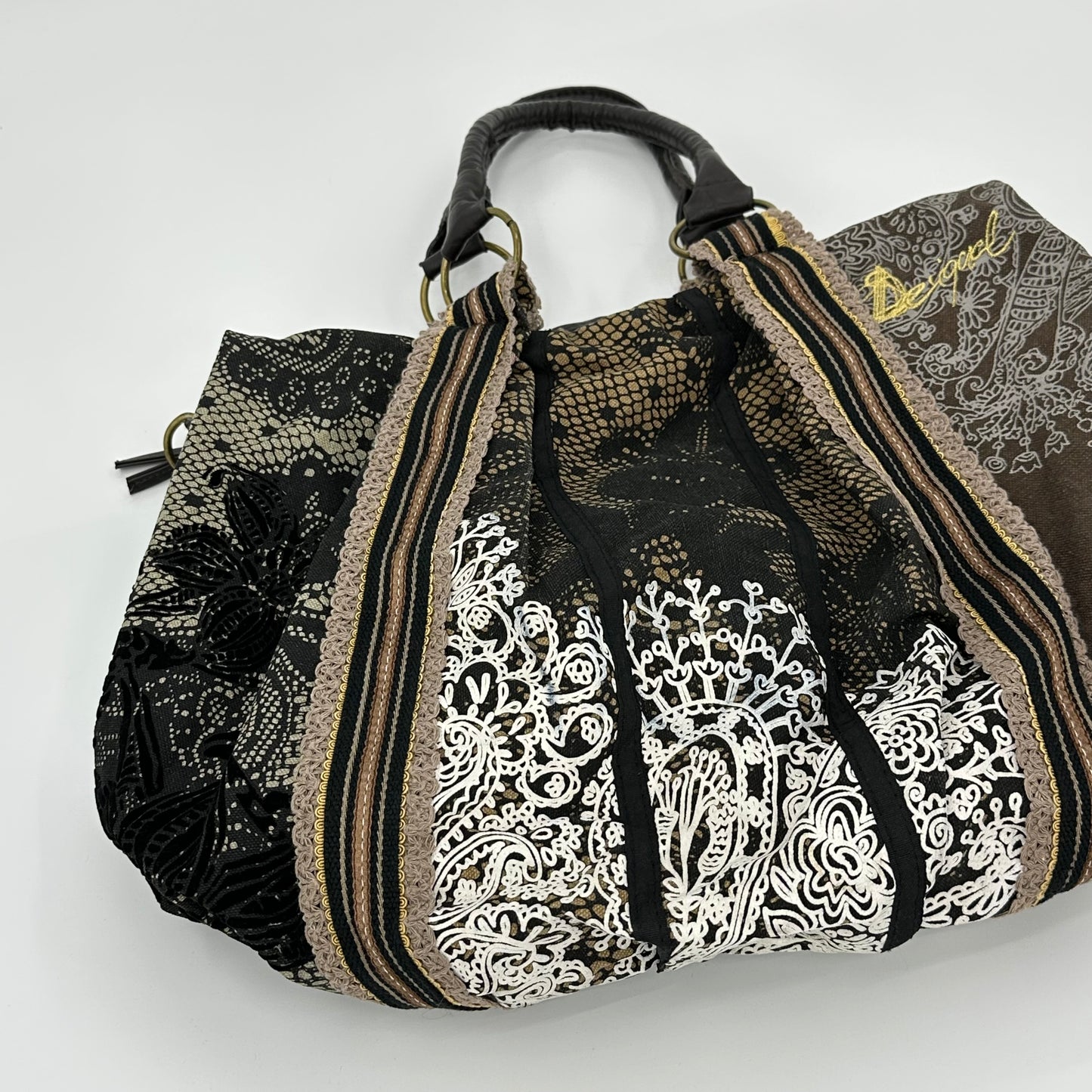 Designal 00s Mixed Patchwork Lace Paisley Two-way Bag