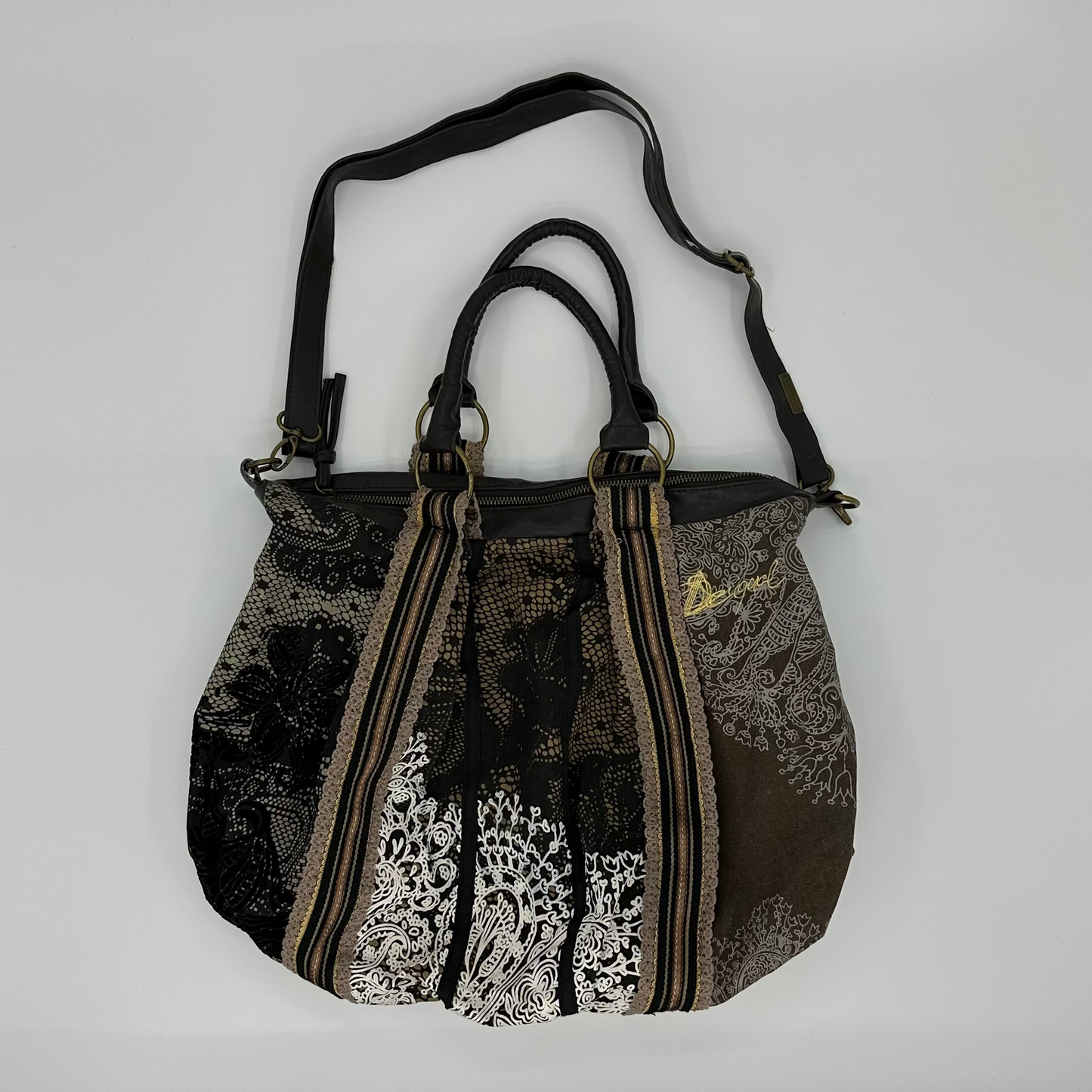 Designal 00s Mixed Patchwork Lace Paisley Two-way Bag