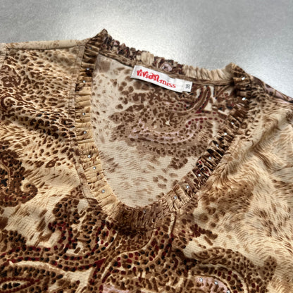 Leopard Print V-neck Mesh Top