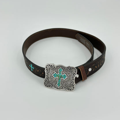 Blue Cross Cowboy Leather Belt