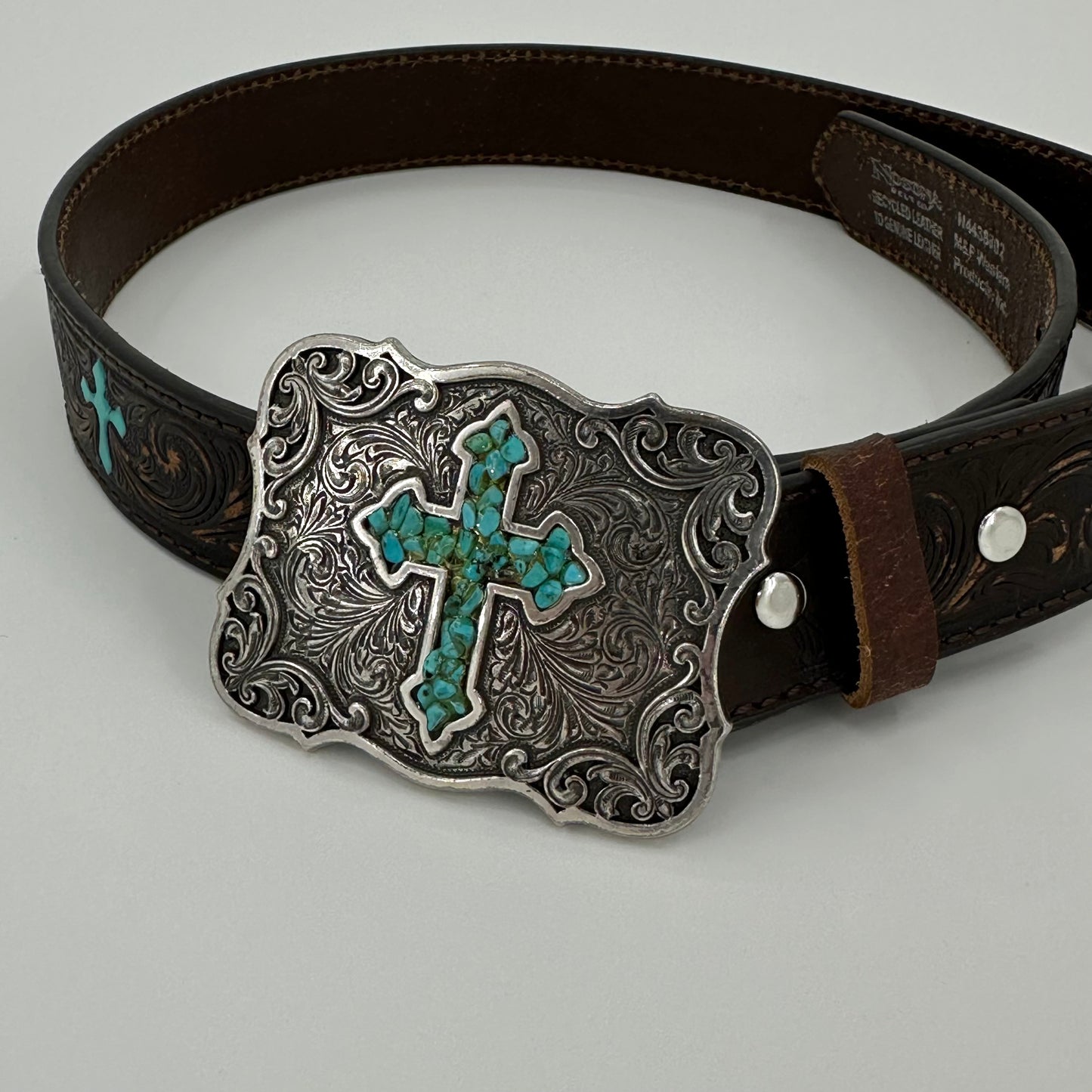 Blue Cross Cowboy Leather Belt