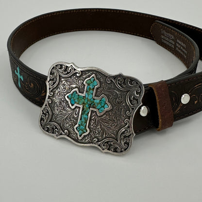 Blue Cross Cowboy Leather Belt